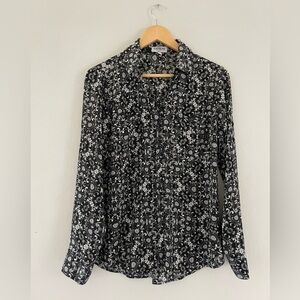Express Black and White Paisley Button Down Shirt